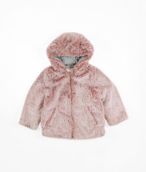 Tmavě růžový teplý plyšový kabát NEXT