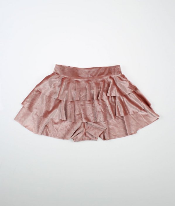 Růžová semišová kraťasová sukně