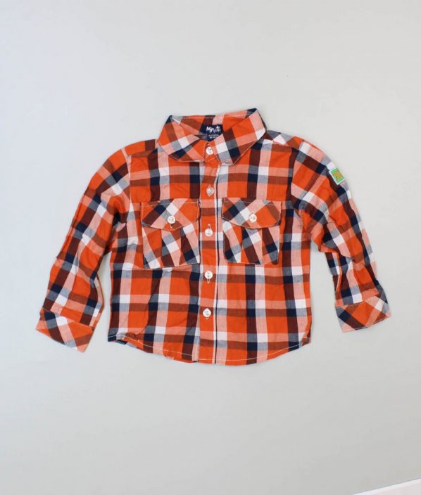 Oranžovomodrá kostkovaná košile MINOTI