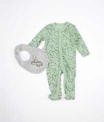Mentolový overal a šedý bryndáček STERLING BABY
