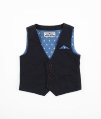 Tmavo šedomodrá spoločenská vesta NEXT