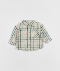 Béžová károvaná flanelová košeľa H&M