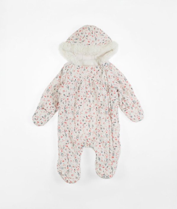 Biela teplá kombinéza jar/jeseň s kvetmi PRIMARK