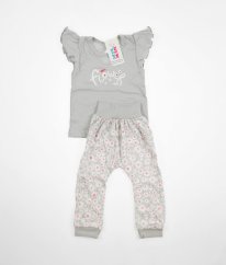 Šedé tričko a šedé kvetinové NEW BABY