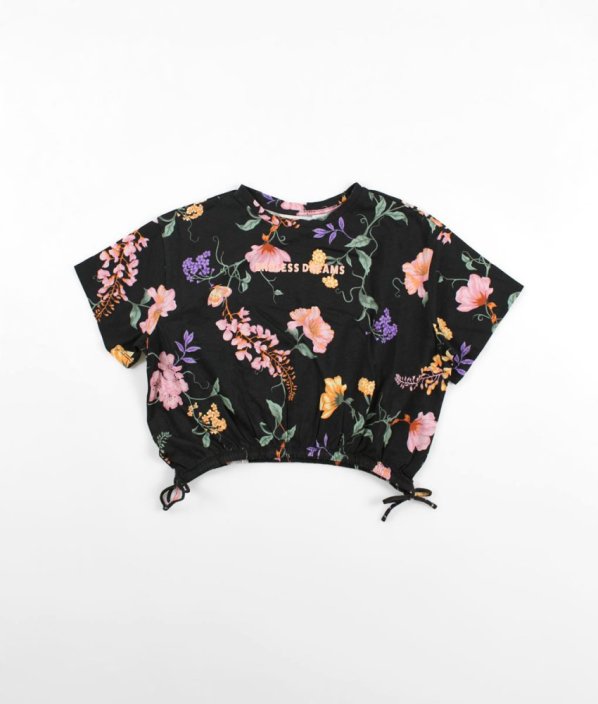 Antracitová bavlněná halenka/tričko s květy H&M
