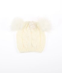 Krémová čiapka s bambuľami PRIMARK