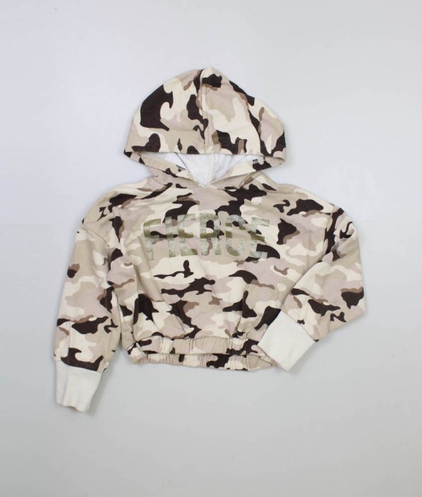 Béžovohnědá maskáčová silnější mikina crop RIVER ISLAND