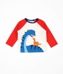 Bíločervená mikina s dinosaury BODEN