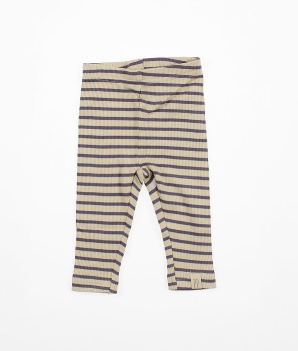 Béžovošvestkové žebrované legíny/tepláčky z biobavlny PETIT PIAO