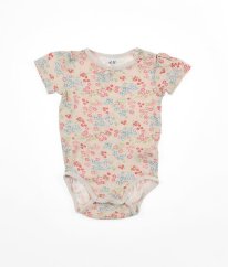 Béžové body s květy z biobavlny H&M