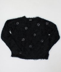 Černý chlupatý svetr s kameny NEXT