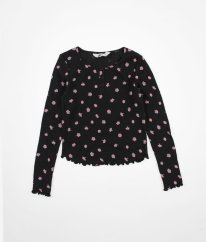 Šedé vaflové triko s květy H&M