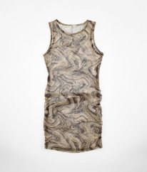 Béžové šifonové šaty/přehoz na plavky se vzorem MATALAN