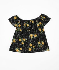 Černá halenka s kvítky a puntíčky PRIMARK