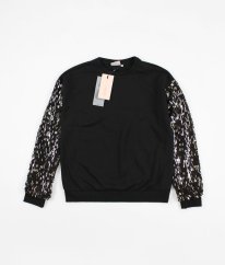 Černá silnější mikina s flitrovými rukávy ONLY