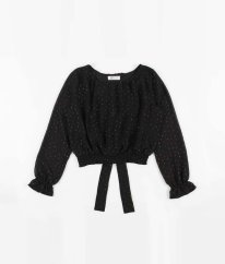 Čierna šifónová blúzka s trblietkami H&M