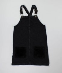 Černá riflová šatová sukně s plyšovými kapsami