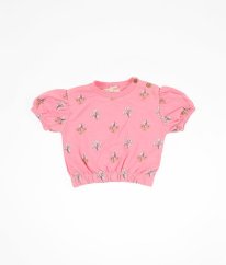 Ružová mikina s krátkym rukávom a kvetmi JESSICA SIMPSON