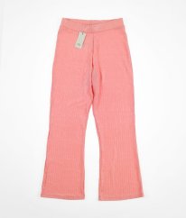 Růžové žebrované lesklé kalhoty RIVER ISLAND