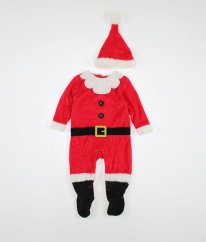 Červený semišový vánoční overal a čepička PRIMARK