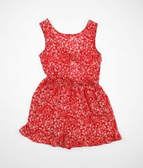 Červený květovaný kraťasový overal NEXT