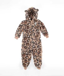 Hnedý plyšový leopardí overal GEORGE
