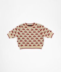 Béžovočervený crop svetr