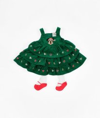 Zelené manšestrové šaty a samostatné biele pančuchy DISNEY