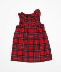 Červené kárované teplejší šaty se zlatou nití H&M