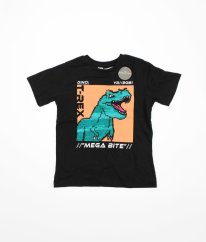 Černé tričko s flitrovým dinosaurem H&M