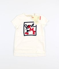 Krémové tričko z biobavlny s vyšitým obrázkem OVS