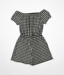 Černobílý kostičkovaný kraťasový overal NEW LOOK