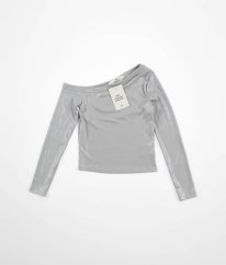 Šedá lesklá žebrovaná halenka H&M