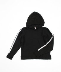 Čierny sveter so trblietavými pruhmi na rukávoch DE FACTO