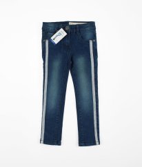 Modré skinny rifle se stříbrnými proužky