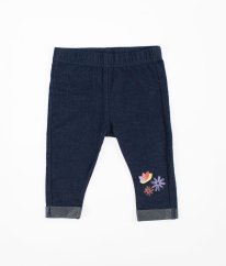 Tmavě modré denimové legíny s kytičkou