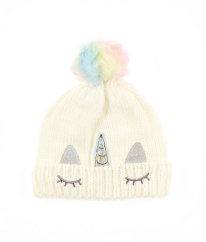 Béžová zateplená čepice se stříbrnou nití