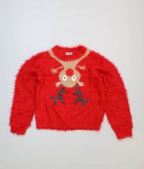 Červený vánoční chlupatý svetr NEXT
