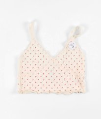 Krémový žebrovaný top s puntíky (obvod 62 pružný) PRIMARK