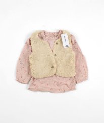 Ružová MUŠELÍNOVÁ blúzka a baránková vesta GEORGE
