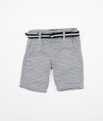 Bílošedé proužkované kraťasy s páskem DENIM &CO