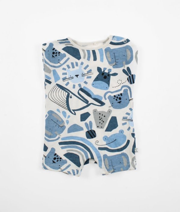 Bílomodrý kraťasový overal se zvířátky NEXT