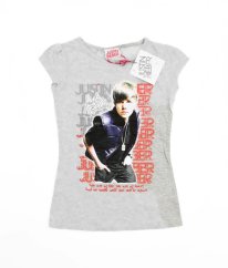 Šedé tričko s obrázkom JUSTIN BIEBER