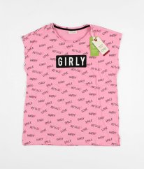 Růžové tričko s nápisy OVS