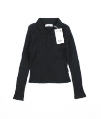 Černé žebrované crop triko/halenka C&A