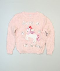 Růžový chlupatý vánoční svetr PRIMARK