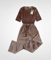 Hnědostříbný semišový kalhotový overal C&A