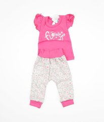 Ružové tričko a sivé tepláky s kvetmi NEW BABY
