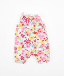 Biely kraťasový overal s kvetmi MOTHERCARE