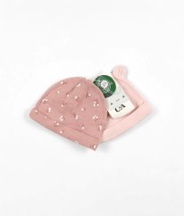 Sada 2 ks růžových čepiček se vzorem z biobavlny C&A